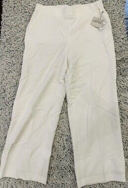 Kasper Dress Pants Women’s 12 Lily White Textured Lined Straight Leg New